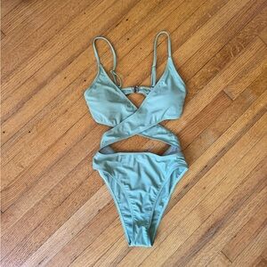 SHEIN One Piece Green Swimsuit with cutouts